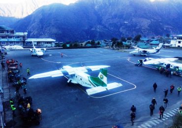 A tiny airstrip of Lukla Airport at 2840m, The gateway of Everest 